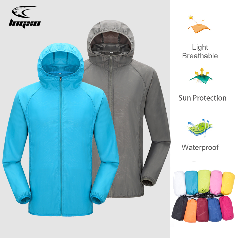 Summer Rain Clothing - LNGXO Veste de randonnée imperméable unisexe,Homme