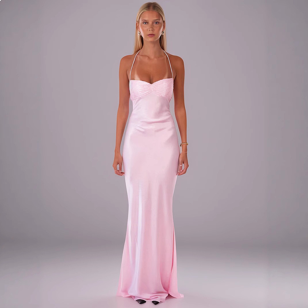 Summer Clothing For Older Women - Robe moulante dos nu en satin