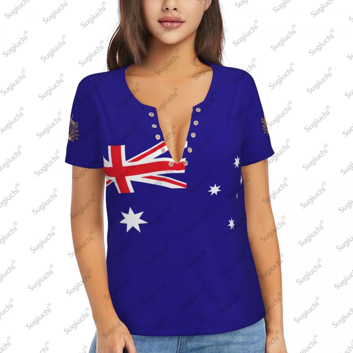 Summer Clothing Women Australia - 2025 Australie drapeau Sexy col en