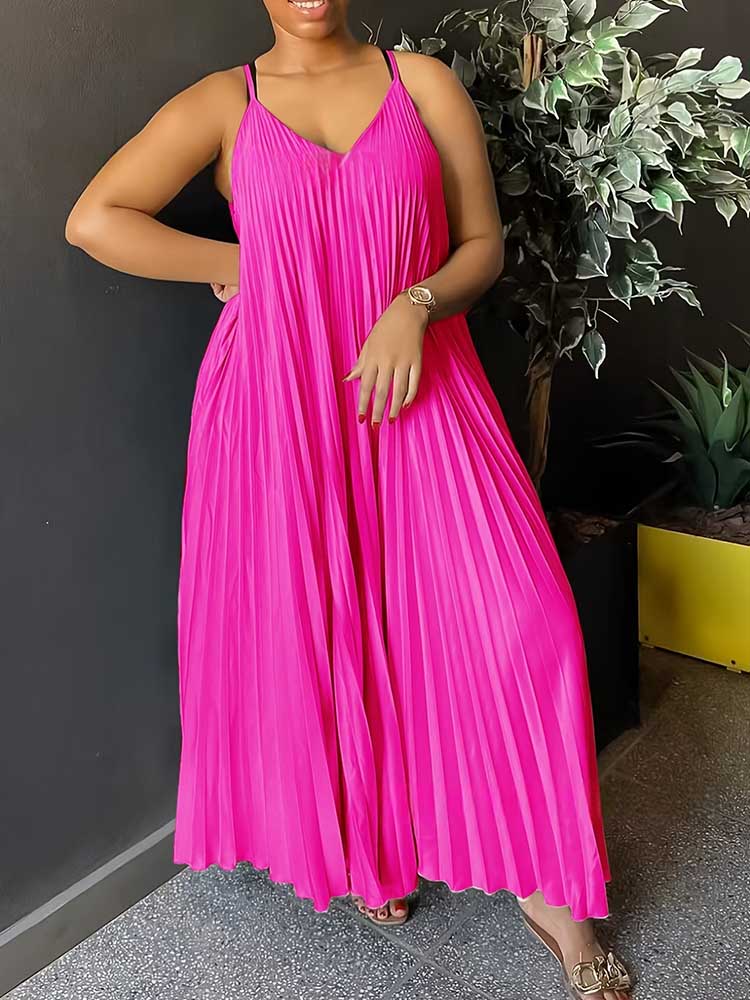 Robe d'été plissée sans manche - Summer Clothing For Older Women avis et prix
