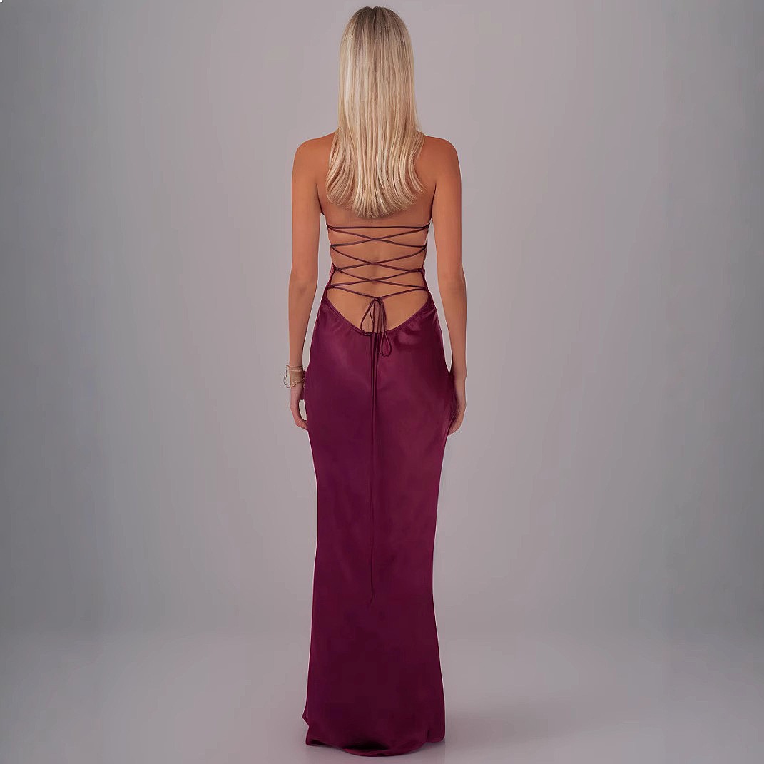 Robe moulante dos nu en satin  - Summer Clothing For Older Women avis et prix
