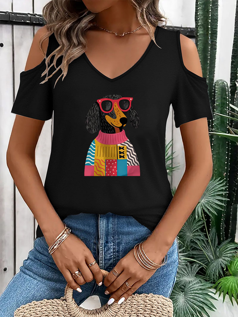 T-shirt Hip Hop à col en V ave - Summer Clothing Drop avis et prix