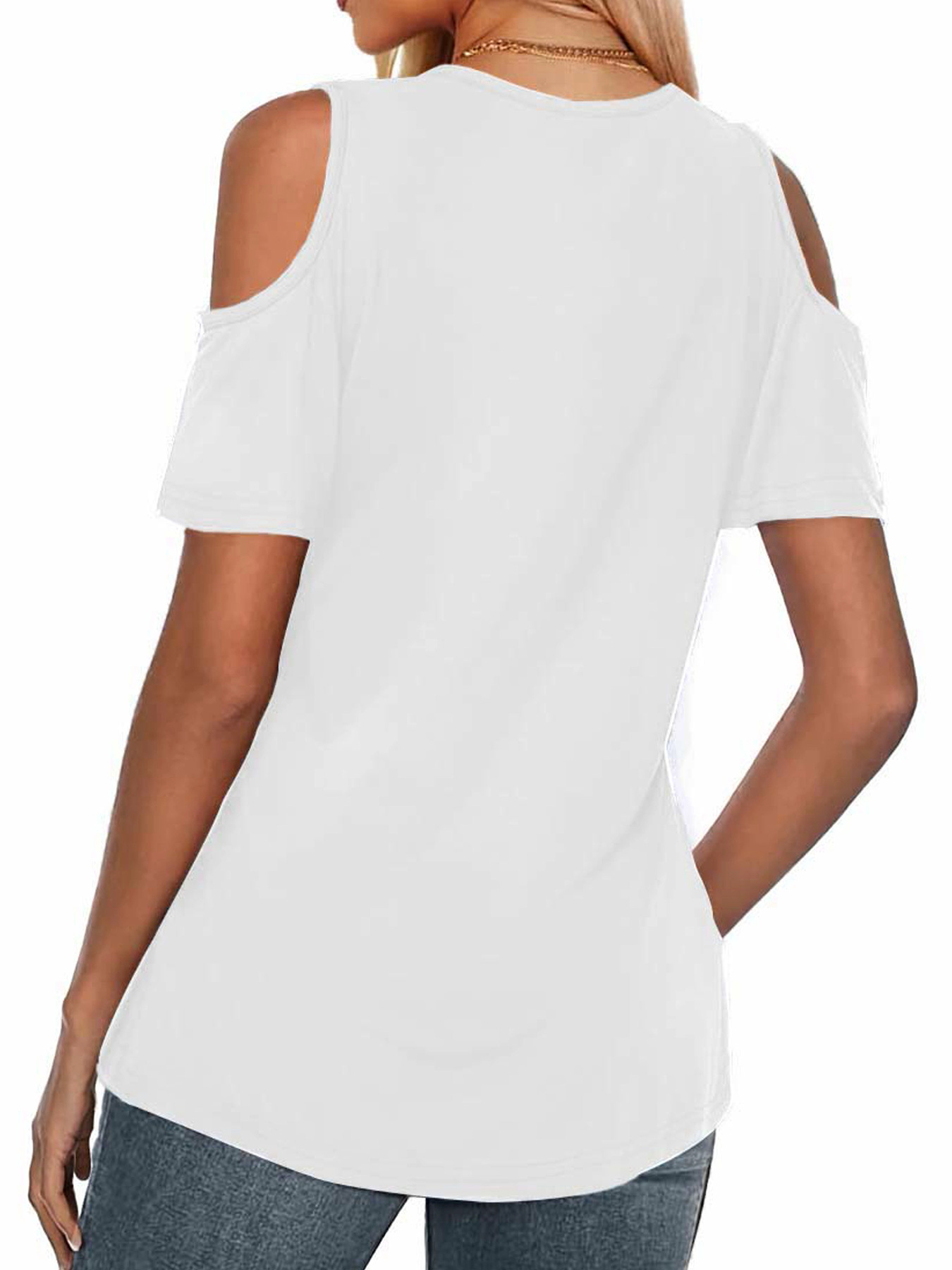 T-shirt à col en V à manches c - Summer Clothing Drop avis et prix