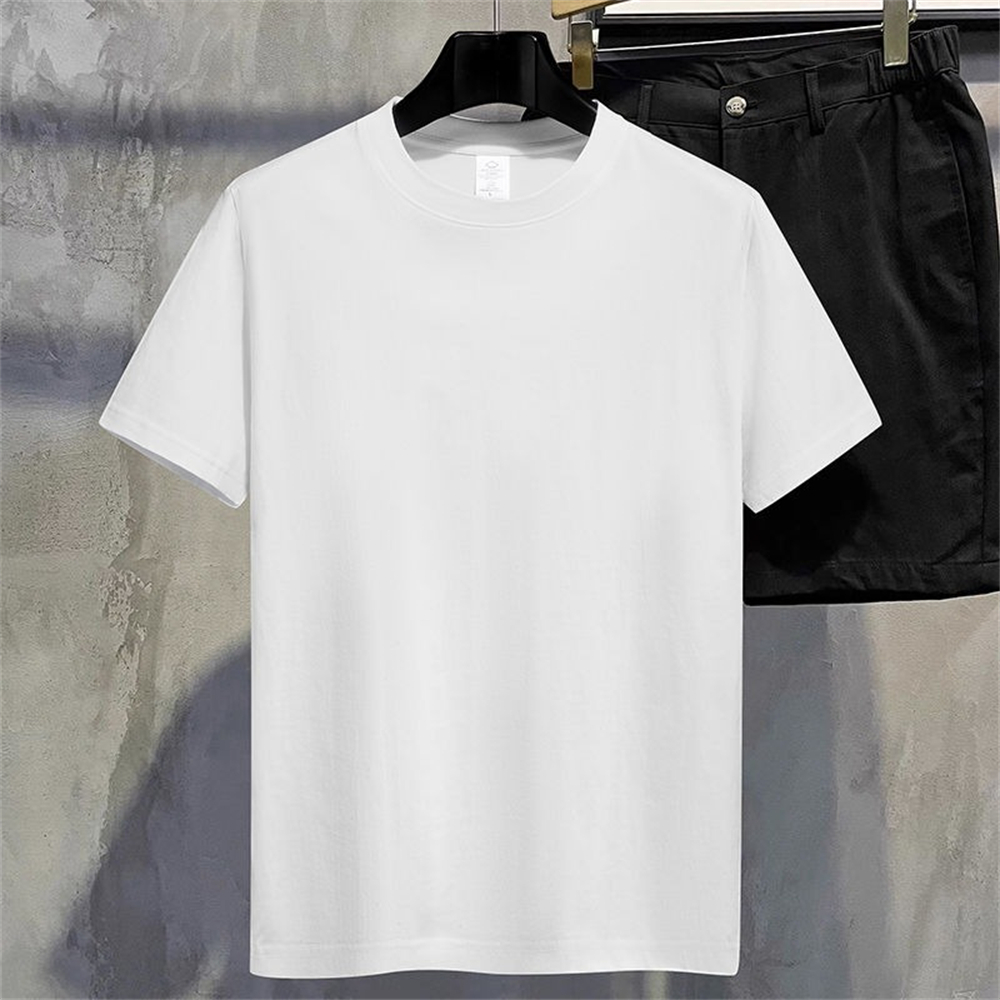 T-shirt en coton uni à col ron - Summer Clothing For Women avis et prix