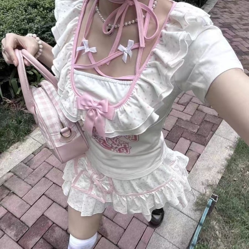 Y2K-Mini jupe Lolita avec nœud - Summer Clothing Young Women avis et prix