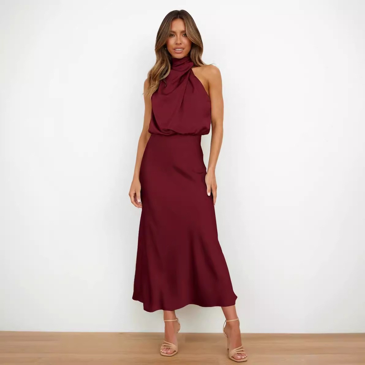 Robe en satin sans manches, co - Halter Neck Top avis et prix